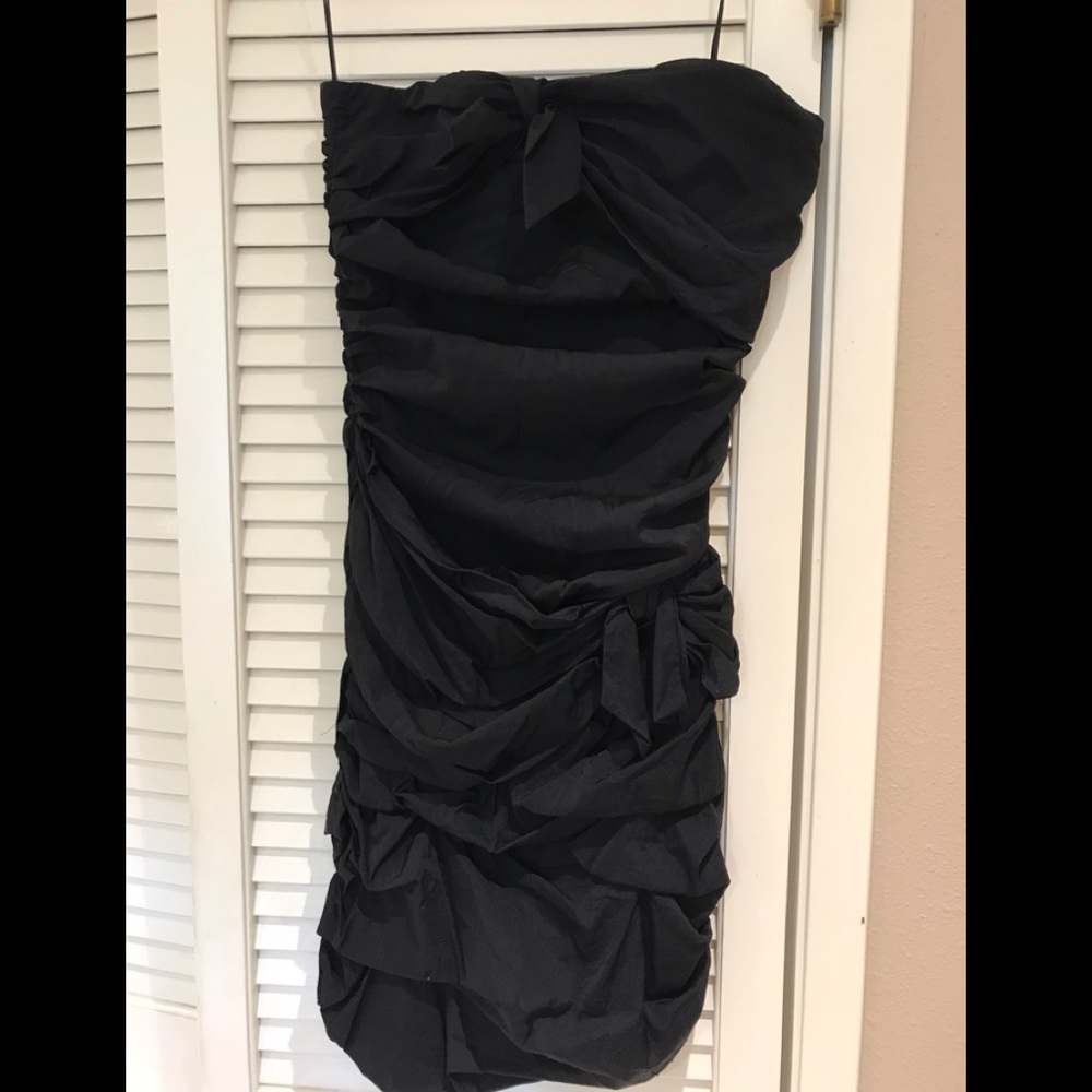 LBD! Ruched black strapless dress!
